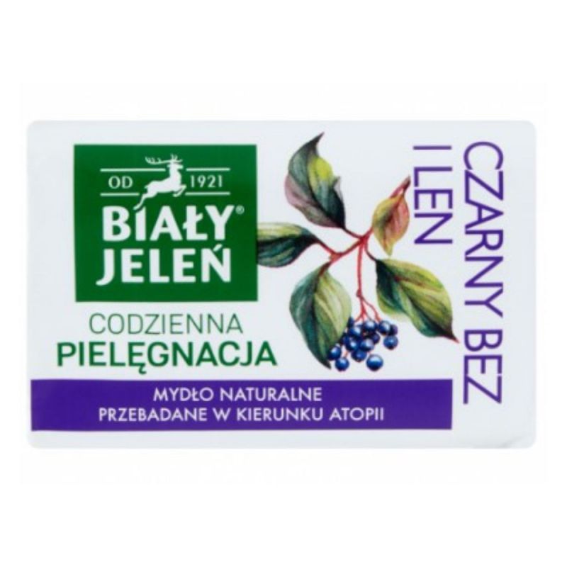 Hipoalergiczne mydło w kostce Biały Jeleń Czarny Bez i Len 100 g