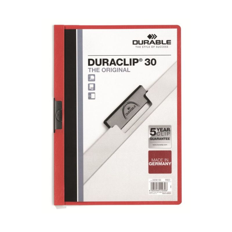 Skoroszyt zaciskowy Durable Duraclip 30 czerwony