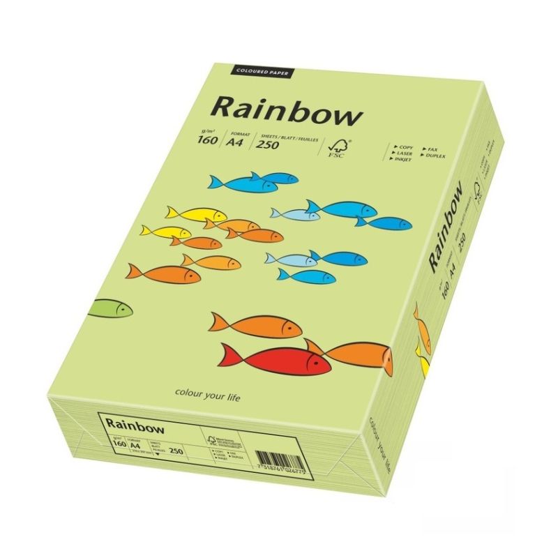 Papier ksero Rainbow A4 160g jasno zielony R74 250 arkuszy