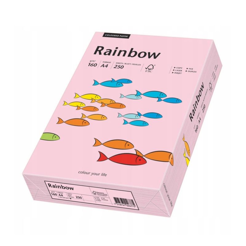 Papier ksero Rainbow A4 160g jasny róż R54 250 arkuszy