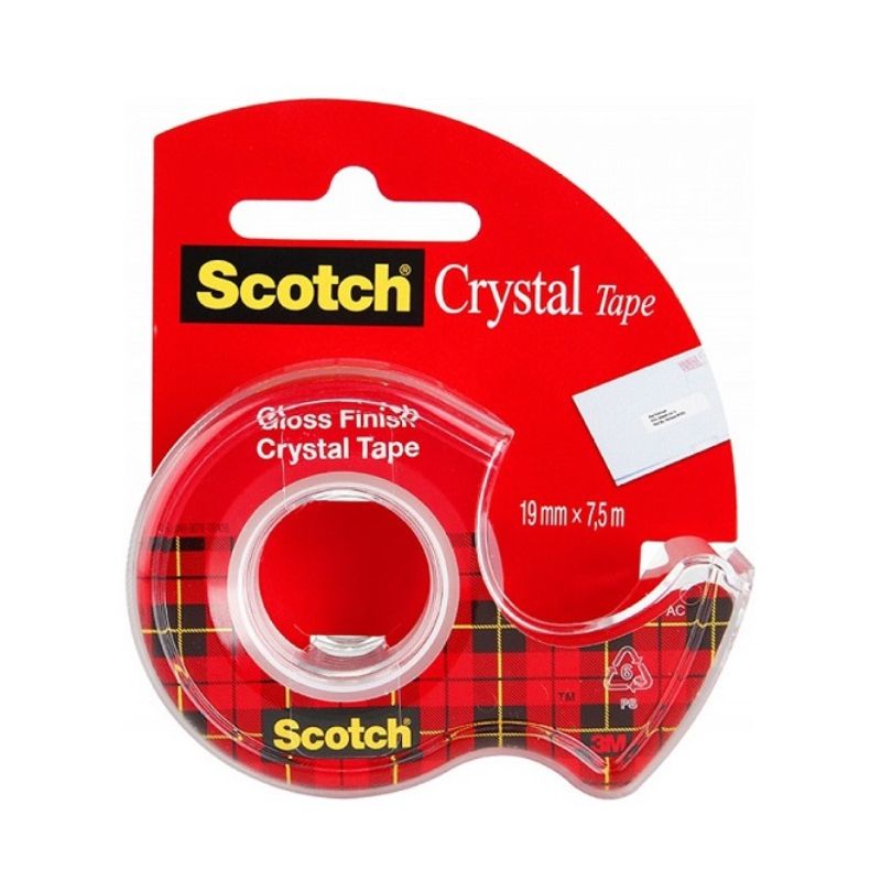 Taśma klejąca 3M Scotch Crystal 19mm x 7,5m na podajniku